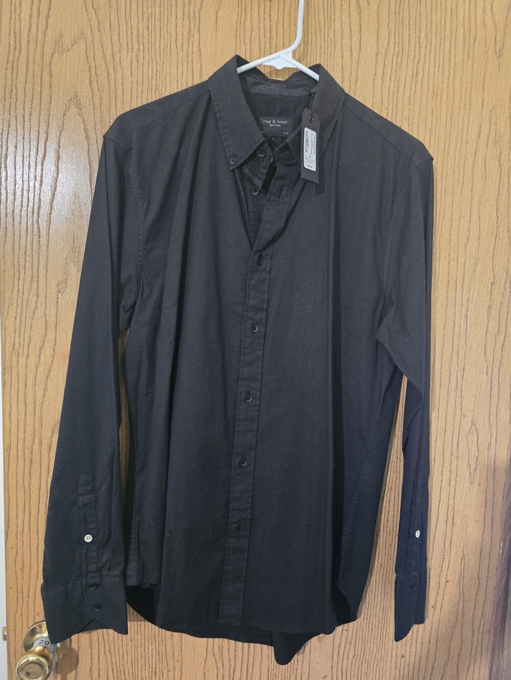 Nwt. rag & bone Men's Slim Black Button-Back Shirt - Picture 2 of 6